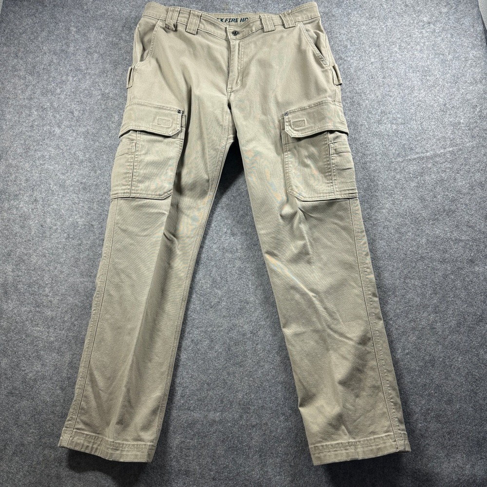 Duluth Trading Co Flex Fire Hose Cargo Pants Mens 36x32 Khaki Workwear Utility